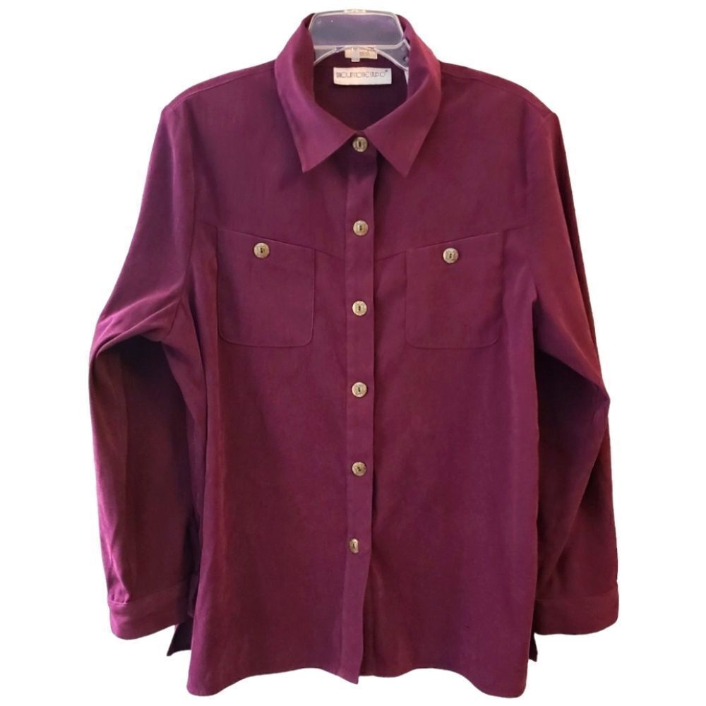 Brownstone Studio Vintage Suede Feel Maroon Button Down Shirt